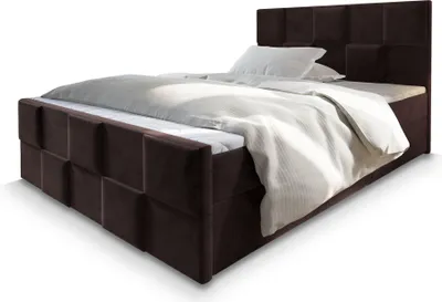 Produktbild von Masseno Boxspringbett MONA 180x200 cm Komplett-Set mit Bonell Matratze und Topper, Polsterbett mit Bettkästen -Braun, KRONOS 06