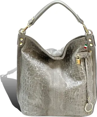 Produktbild von Florence Tasche Kroko-Prägung grau Leder Beuteltasche Shopper D2OTF162K