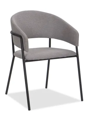 Zdjęcie produktu dla NEW HOME Krzesło OVO do jadalni tapicerowane krzesło do salonu w tkaninie szenilowej z podłokietnikami - szare - nowoczesne meble glamour