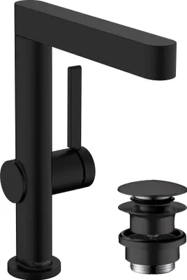 Produktbild von Hansgrohe Finoris mattschwarz Einhebel-Waschtischmischer 230 mit Schwenkauslauf und Push-Open Ablaufgarnitur, 76060670