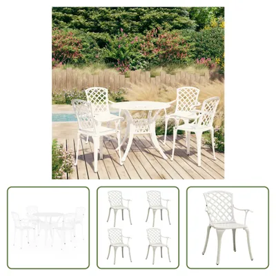 Imagen del producto de Conjunto de bistro de 5 piezas "The Living Store", fabricado en aluminio fundido, color blanco