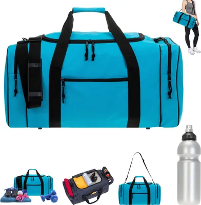 Produktbild von Sporttasche Damen groß Spear Gym 55 cm 40 Liter Large Reisetasche Saunatasche Fitnesstasche Freizeittasche Tasche 657 Schwimmen Türkis + Trinkflasche