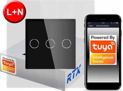 Zdjęcie produktu dla Włącznik Dotykowy 3 obw.cz ZigBee TUYA RTX SH# L+N