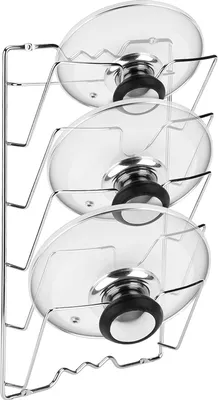 Immagine prodotto di Portapentole verticale con 5 scomparti - Pratico accessorio da cucina per pentole - Portapentole in metallo da parete