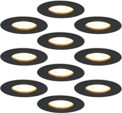 Image de HOFTRONIC - Lot de 10 Spots LED Encastrables Bari 4,5W 345 lm 2700K GU10 Noir IP65 Dimmable