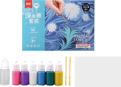 Obrázok produktu pre Sada mramorovacích farieb, 6 farieb, ideálny partner pre vodné umelecké farby, bezpečné a vzdelávacie umelecké a remeselné pomôcky pre darčekové projekty DIY, batoľatá, rané vzdelávanie