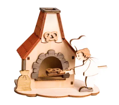 Produktbild von Drechslerei Kuhnert - Bastelset Räucherhaus Backofen - Größe ca. 12cm, für Räucherkerzen Größe M (Standard) - 10126