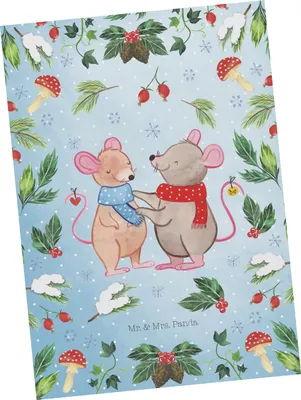 Produktbild von Mr. & Mrs. Panda Postkarte Mäuse Weihnachten - Weiß - Geschenk, Grußkarte, Fotokarte, Ansichtskarte, Ansichtskarten, Postkarten