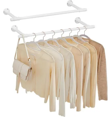 Obrázek produktu pro Šatní tyč HSR140W02, 30 x 84 x 7 cm, nosnost 60 kg, sada 2 ks, bílá
