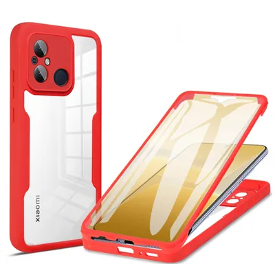 Produktbild von 360° Grad Hülle Xiaomi Redmi 12C Rundum vollschutz Integriertem Displayschutz Rot