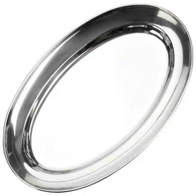 Obrázok produktu pre Servírovací tanier – oválny – nerezová oceľ – 29 x 18 cm – strieborný