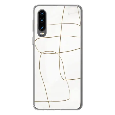 Produktbild von MuchoWow® Handyhülle Schutzhülle Hülle für Huawei P30 Kunst - Braun - Weiß - Abstrakt Silikon Softcase Handy Hülle - Kartenbesitzer