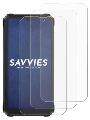 A smartphone with screen protectors laid over it.
