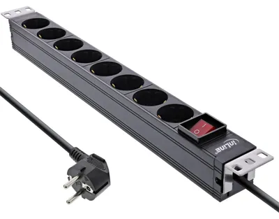 Produktbild von InLine 16412S, 8 AC-Ausgänge, Typ F, 3680 W, 1,5 mm², Typ F (Schuko), Schwarz