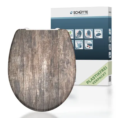 Produktbild von SCHÜTTE WC Sitz OLD WOOD, Duroplast Toilettendeckel mit Absenkautomatik und Schnellverschluss, Klobrille, Toilettensitz