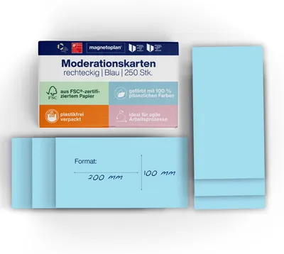 Immagine prodotto di Magnetoplan 112501503 Schede di comunicazione rettangolari, 250 pezzi blu