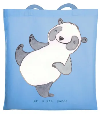 Produktbild von Mr. & Mrs. Panda Tote Bag Panda Kampfkunst - Sky Blue - Geschenk, dokumententasche, Selbstverteidigung, Kampfsportarten, campus tasche, Tragetasche, Einkaufstasche