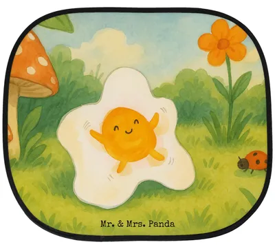 Produktbild von Mr. & Mrs. Panda Sonnenschutz Auto Spiegelei Ei Design - Weiß - Geschenk, Tag, Glücklich, Liebe, Lustige Sprüche, Sonnenblende, hitzeschutz, Schön, saugnapf