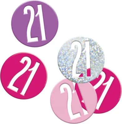 Produktbild von Konfetti rosa & silber Zahl 21