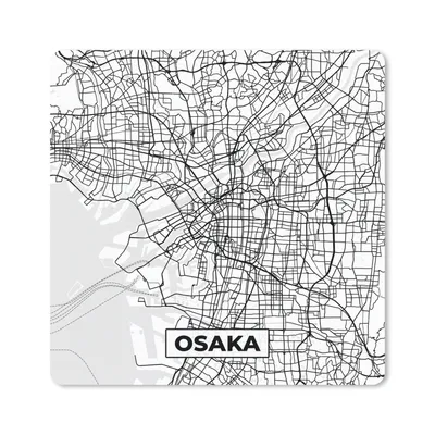 Produktbild von MuchoWow® Mauspad Mousepad Osaka - Stadtplan - Schwarz und weiß - Karte 20x20 cm - Mousepads - Maus Mat - Pad - Mausunterlage - Desk Mat - Bureauartikeln
