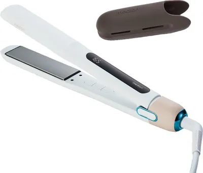 Image de MEDION Fer à lisser HS1 (écran, 5 niveaux de chaleur réglables, 165° à 210°, housse de protection en silicone, capteur de température, lisseur. Se combine idéalement avec notre brosse à cheveux et notre sèche-cheveux) blanc