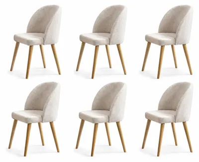 Immagine prodotto di Set di 6 sedie da pranzo moderne con rivestimento beige e gambe in legno