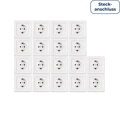 Produktbild von 18x Schutzkontakt-Steckdose mit Rahmen McPower "Flair", 250V/16A, UP, Klemmanschluss, weiß, matt