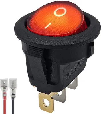 Produktbild von ProRide Wippschalter KCD2-12 3-polig 12V/20A Rot mit LED und Anschlusskabel