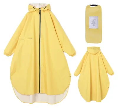 Produktbild von Damen Lange Wasserdichte Regenponcho mit Kapuze - Leicht und Faltbar