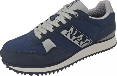 Image de Chaussures de sport pour homme, bleues avec des détails gris et une semelle intérieure amovible