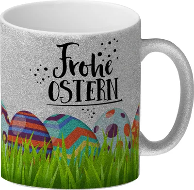 Produktbild von Frohe Ostern Glitzer-Glitzer-Kaffeebecher