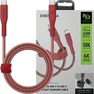Produktbild von Energea Kabelfluss Usb-C - Usb-C 1.5M Rot 240W 5A Pd Schnellladung