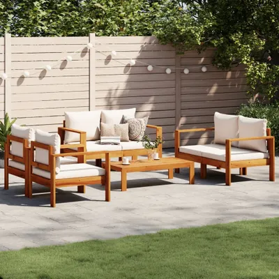 Produktbild von Möbel 5-tlg. Garten-Sofagarnitur mit Kissen Massivholz Akazie - Gartenmöbelgarnituren 3214840