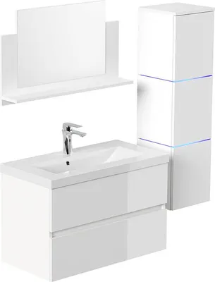 Produktbild von HOME DELUXE - Badmöbel - Set - WANGEROOGE BIG Deluxe – Größe: L, Farbe: Weiß, Breite Waschbecken: ca. 80 cm I Badezimmermöbel Waschtisch Waschbecken