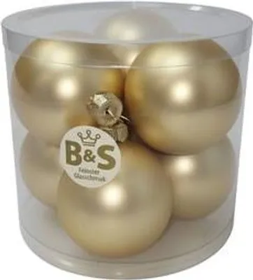 Produktbild von B&S Weihnachtskugeln Baumschmuck | Champagner matt | 6 Stück | Ø 8 cm | Glas