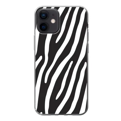 Produktbild von MuchoWow® Handyhülle Schutzhülle Hülle für iPhone 12 Tiere - Zebradruck - Schwarz Silikon Softcase Handy Hülle - Schutzhülle