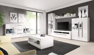 Image de Étagère BREDA – 180 cm – Blanc mat et brillant – Design moderne et fonctionnel