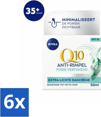 Produktbild von NIVEA – Q10 POWER Tagescreme – Anti-Falten-Gesichtscreme – Porenverfeinernd – Für Mischhaut bis fettige Haut – LSF 15 – 50 ml - Vorteilspack - 6 Stücke
