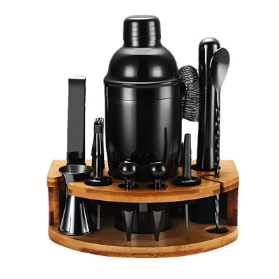 Produktbild von 12-teiliges Cocktail-Shaker-Set,Barkeeper-Set aus Edelstahl,für Zuhause,Bar und Partys,mit Ständer, inkl,Shaker, Sieb, Messbecher, Barmixer-Löffel