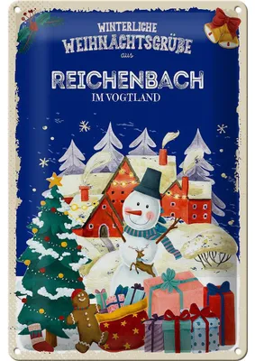 Produktbild von Blechschild Weihnachtsgrüße aus REICHENBACH IM VOGTLAND 20x30cm