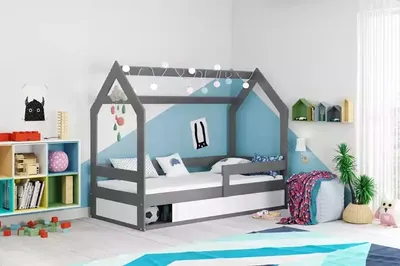 Obrázek produktu pro Dětská postel 80x160 BASILE s dvířky - grafit