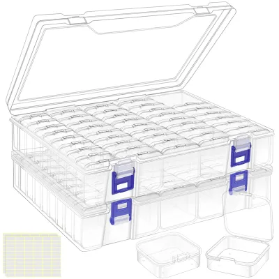 Produktbild von Kleine Aufbewahrungsboxen für Perlen, transparente Aufbewahrungsbox aus Kunststoff für 92 Teile, Mini-Aufbewahrungsbox für Diamantmalereien mit Klappdeckel für Perlenschmuck und Pillen.