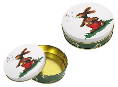 Obrázok produktu pre Veľkonočná plechová dóza kovová dóza na sladkosti zajačik dekorácia 9,5 x 3 cm