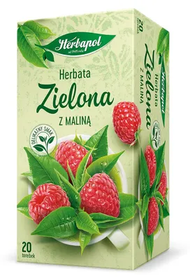 Produktbild von Herbapol Grüner Tee mit Himbeere 20 Teebeutel - Grüntee im Beutel aromatisierter