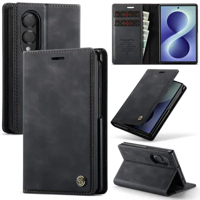 Produktbild von Handyhülle für Samsung Galaxy Z Fold 8 Hülle Leder mit RFID Schutzhülle Klapphülle Magnet Kartenfach Standfunktion Schwarz