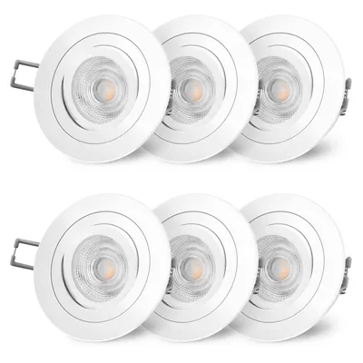 Produktbild von RF-2 LED Einbauspot schwenkbar weiß rund inkl. dimmbarem 5W LED GU10 warmweiß , Stückzahl:1er Set