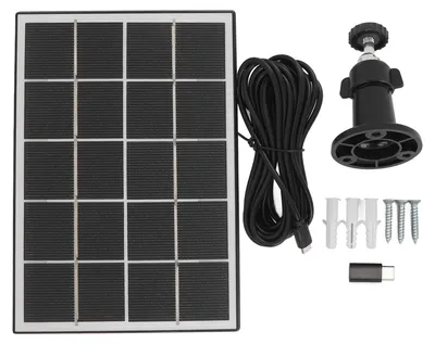Immagine prodotto di Pannello solare con supporto per fotocamera, 3 W, 5 V, silicio monocristallino, tipo C, sicurezza, per dispositivi Android, nero
