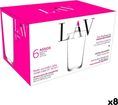 Zdjęcie produktu dla Szklanki do drinków LAV Assos – 490 ml (16 1/2 uncji), zestaw 6 sztuk