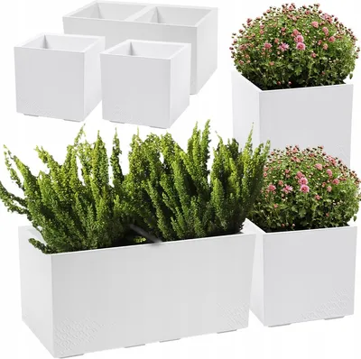 Produktbild von Lamela 3er-Set Blumentopf | KARO | Weiß | 2x40cm, 80cm