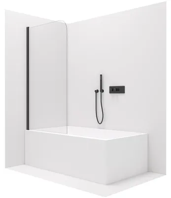 Obrázek produktu pro sklokeramikaO - Vanová zástěna jednodílná Chiara L/P - černá/transparentní sklo - 80x140 cm - otočná